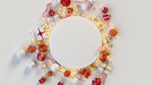 Christmas mockup with blank empty round space 3D render animation Stock Footage 165492923