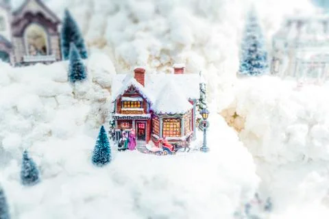 Christmas model landscape with miniature objects Stock Photos