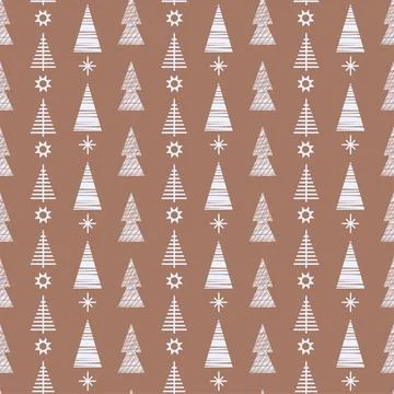 Christmas Modern Pattern. Holiday Winter Forest Packaging. Festive Print. Vector Stock Illustration