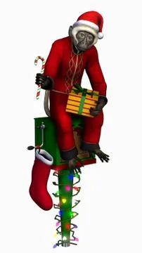 Christmas Monkey Stock Illustration