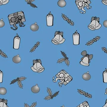 Christmas monochrome blue pattern Stock Illustration
