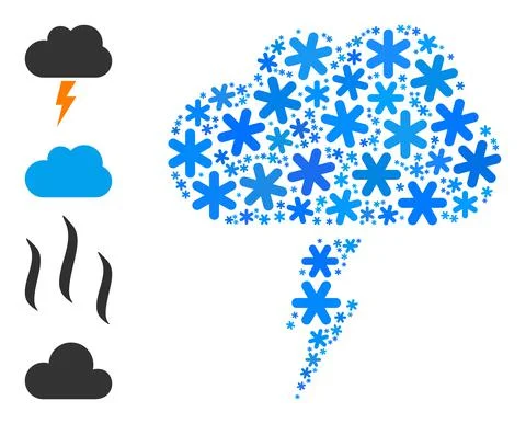 Christmas Mosaic Thunderstorm Cloud Icon with Snow Illustrazione stock
