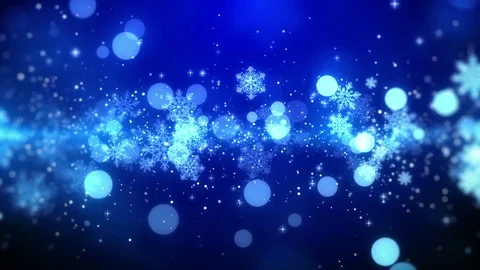 Christmas motion background blue theme with snowflake lights in elegant Stock Footage 80127772