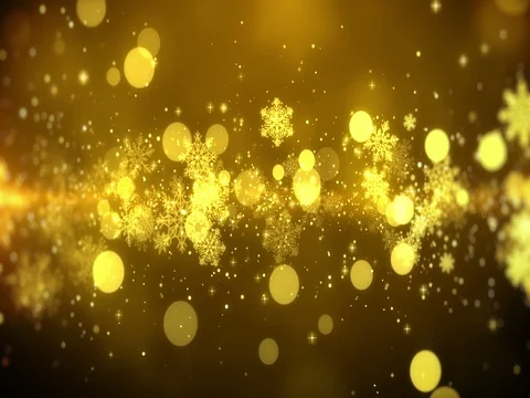 Christmas motion background gold theme with snowflake lights in elegant Stock Footage 80128006