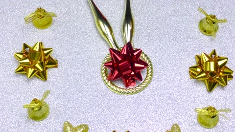 Christmas in motion close up festive lettering and christmas decorations Stock Footage 166340300