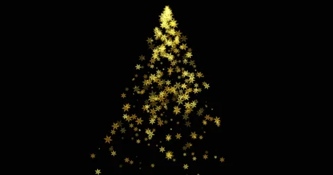 Christmas Motion Graphics, Christmas tree being created from golden particle Stock Footage 166616992