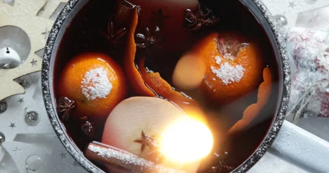 Christmas mulled wine, top view	 Stock Footage 310537817