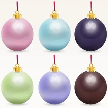 Christmas multicolor balls on white background Stock Illustration