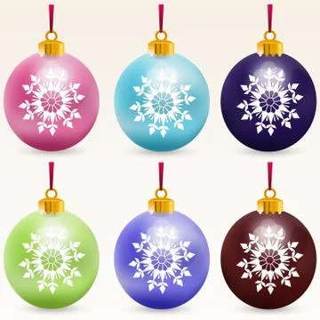 Christmas multicolor balls on white background Stock Illustration