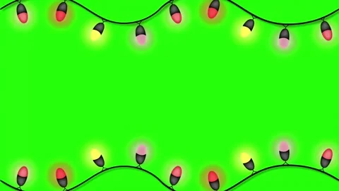 Christmas multicolor string bulbs glowing on green screen background Video stock 320867744