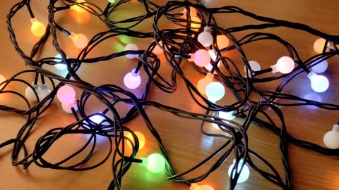 Christmas multicolored garland Stock Footage