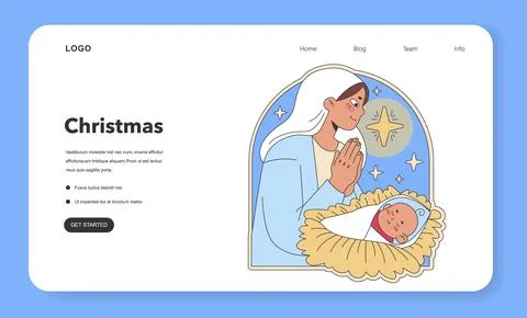 Christmas nativity scene. Flat vector illustration Stock Illustration