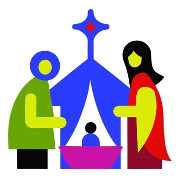 Christmas Nativity Scene Stock Illustration