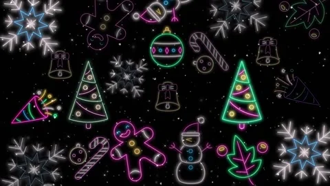 Christmas Neon Decoration Animation Loop Video Footage Stock Footage 256346825