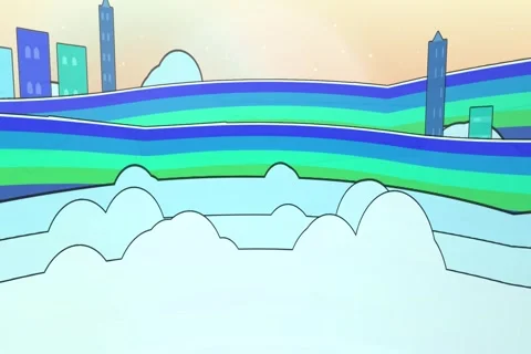Christmas neon noel soft cloud city dreamscape stock video scene with soft glow Vidéo 338380683