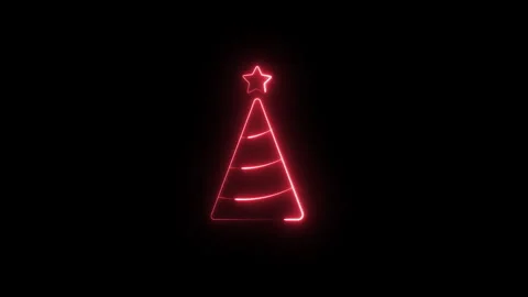 Christmas Neon tree background - merry Christmas Stock Footage 291395944