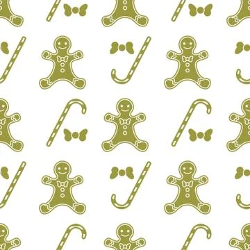 Christmas, New Year 2020 pattern Gingerbread man Stock Illustration