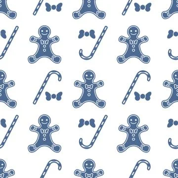 Christmas, New Year 2020 pattern Gingerbread man 스톡 일러스트