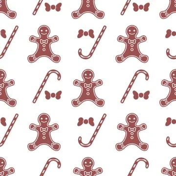 Christmas, New Year 2020 pattern Gingerbread man Stock Illustration