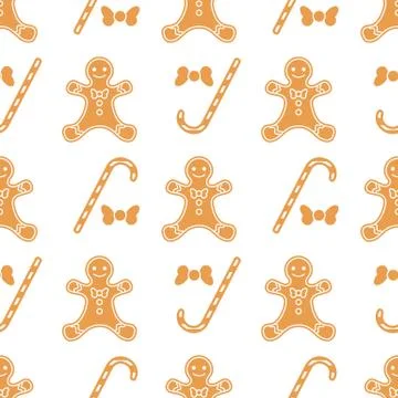 Christmas, New Year 2020 pattern Gingerbread man Illustrazione stock