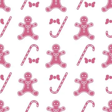 Christmas, New Year 2020 pattern Gingerbread man Illustrazione stock