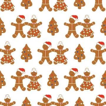 Christmas, New Year 2020 pattern Gingerbread man イラスト素材