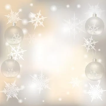 Christmas, New Year festive background for greeting cards. Silver balls ill.. Stock Illustration