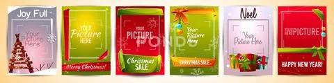 Christmas, New Year greeting card templates Stock Illustration