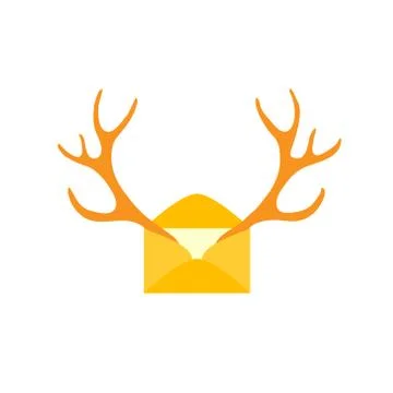 Christmas, new year mail of flat icon, deer antlers logo. Vector illustration Stock Illustration