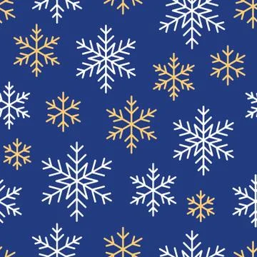Christmas, new year seamless pattern, snowflakes line illustration. Vector icons 库存插图