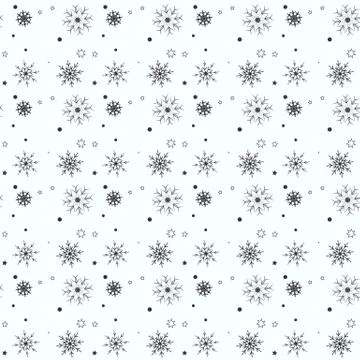 Christmas, new year seamless pattern, snowflakes line illustration. Vector ic 库存插图