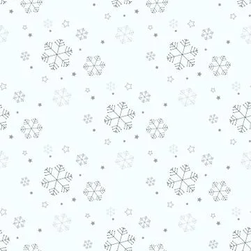 Christmas, new year seamless pattern, snowflakes line illustration. Vector ic Stock Illustration