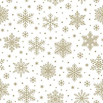 Christmas, new year seamless pattern, snowflakes line illustration. Vector icons Stock Illustration
