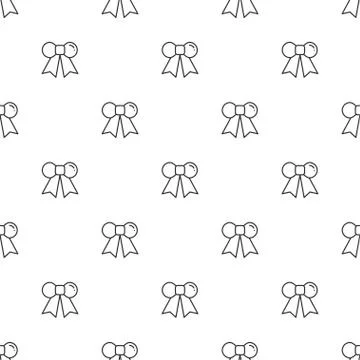 Christmas New Year seamless pattern with bow tape ribbon. Holiday background Stock Illustration