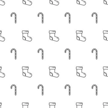 Christmas New Year seamless pattern with christmas socks, candy cane, sweets. Stock Illustration