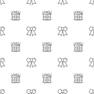Christmas New Year seamless pattern gift box with ribbon. Holiday background. Stock Illustration