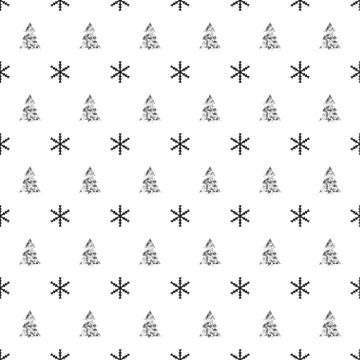 Christmas New Year seamless pattern with snowflakes christmas tree. Holiday b Stock Illustration
