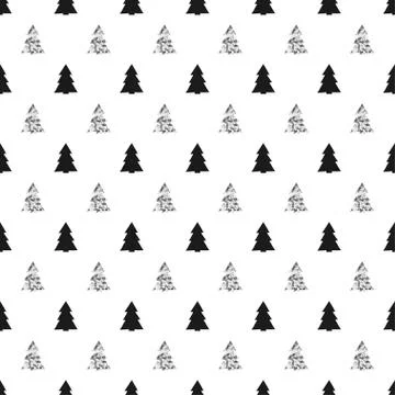 Christmas, New Year seamless pattern with christmas tree. Holiday background. Stock Illustration