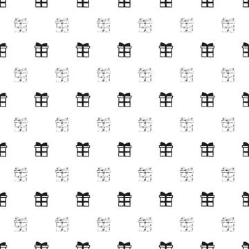 Christmas New Year seamless pattern with gift present. Holiday black backgrou Stock Illustration