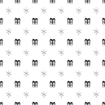 Christmas New Year seamless pattern with gift snowflakes. Holiday black backg Stock Illustration