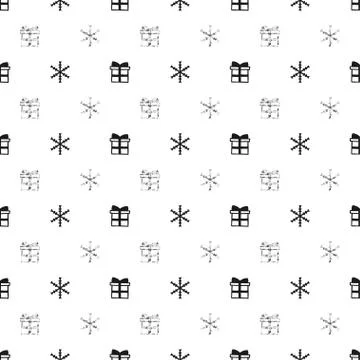 Christmas New Year seamless pattern with gift snowflakes. Holiday black backg Stock Illustration