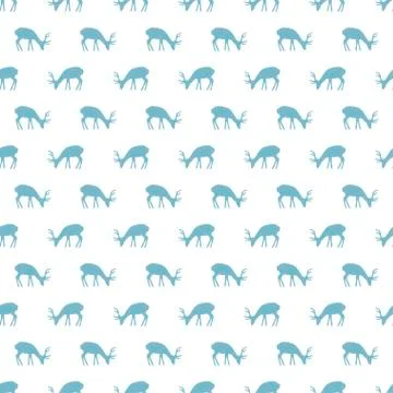 Christmas New Year seamless pattern with deer, reindeer. Holiday background. Stock Illustration