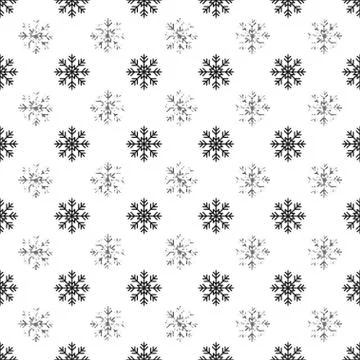 Christmas New Year seamless pattern with snowflakes. Holiday background. Silv Stock Illustration