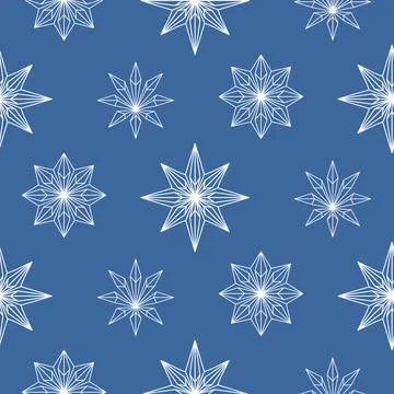 Christmas, new year seamless pattern, snowflakes on blue. Vector icons of winter Stock Illustration