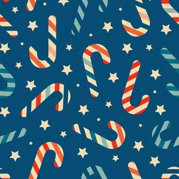 Christmas New Year seamless pattern with sweets. Illustrazione stock