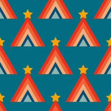 Christmas New Year seamless pattern with Christmas trees . Stock Illustration