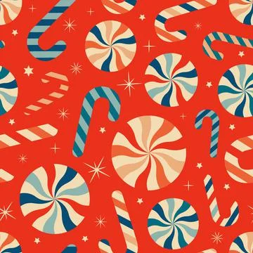 Christmas New Year seamless pattern with sweets. Stock Illustration