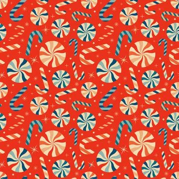 Christmas New Year seamless pattern with sweets. Stock Illustration