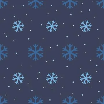 Christmas, new year seamless pattern, snowflakes on blue background. cold sea Stock Illustration