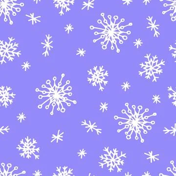 Christmas, new year seamless pattern, snowflakes line illustration. Vector. Stock Illustration
